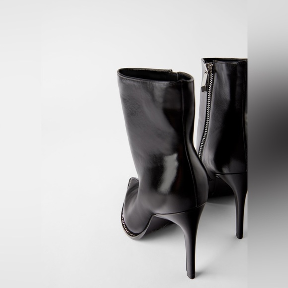 Zara 🖤🩶🖤Women Shiny High Heels Ankle Boots Size 39 - NWT - Picture 5 of 5